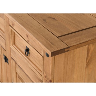 Corona 3 Door 3 Drawer Sideboard - Distressed Waxed Pine