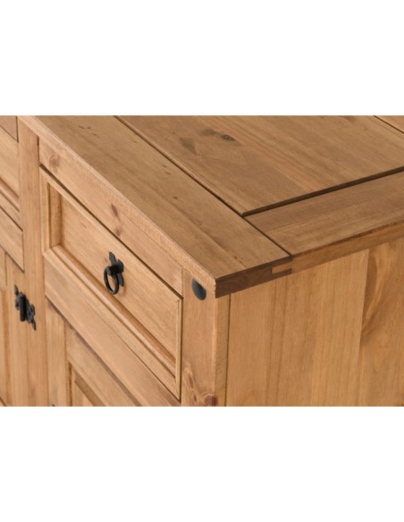 Corona 3 Door 3 Drawer Sideboard - Distressed Waxed Pine