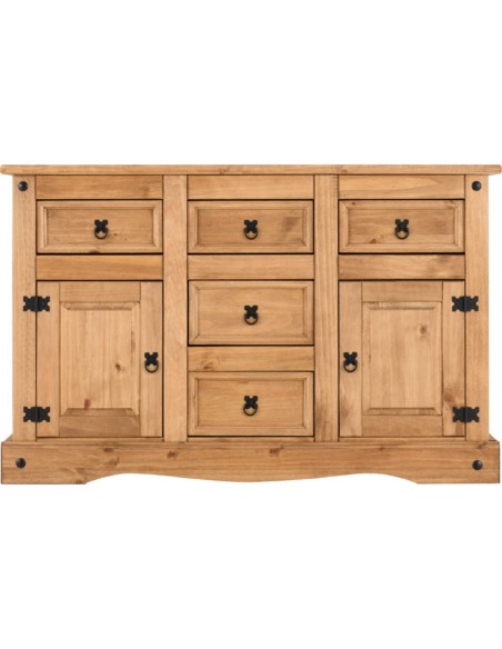 Corona 2 Door 5 Drawer Sideboard - Distressed Waxed Pine