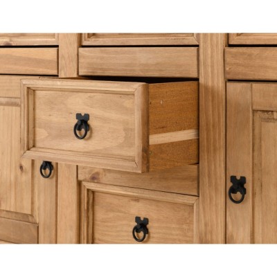 Corona 2 Door 5 Drawer Sideboard - Distressed Waxed Pine