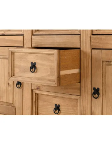 Corona 2 Door 5 Drawer Sideboard - Distressed Waxed Pine