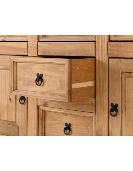 Corona 2 Door 5 Drawer Sideboard - Distressed Waxed Pine