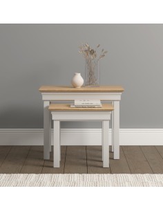Bordeaux Nest Of 2 Tables - Ivory/Oak