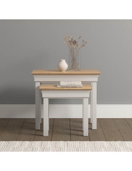 Bordeaux Nest Of 2 Tables - Ivory/Oak