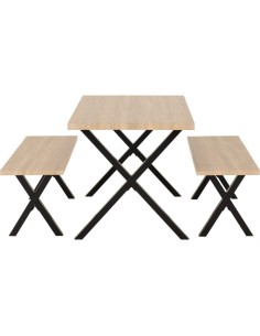 Buxton Dining Bench Set - Light Oak Effect/Black 2