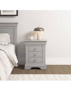 Bordeaux 3 Drawer Bedside Locker - Pebble Grey