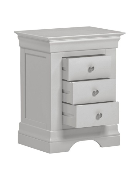 Bordeaux 3 Drawer Bedside Locker - Pebble Grey