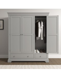 Bordeaux 3 Door Wardrobe - Pebble Grey