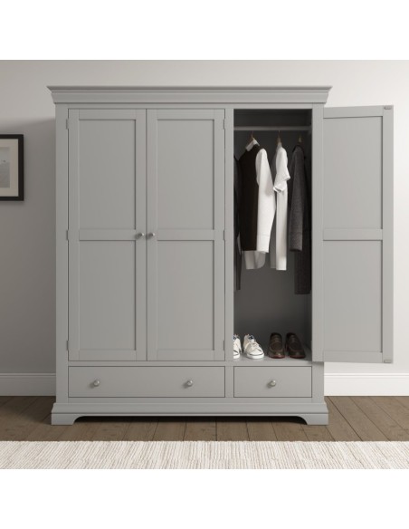 Bordeaux 3 Door Wardrobe - Pebble Grey