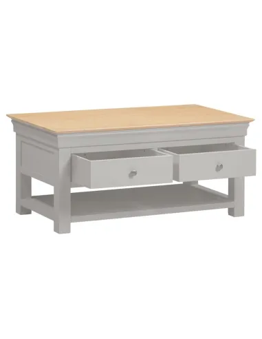 Bordeaux 2 Drawer Coffee Table - Pebble Grey/Oak