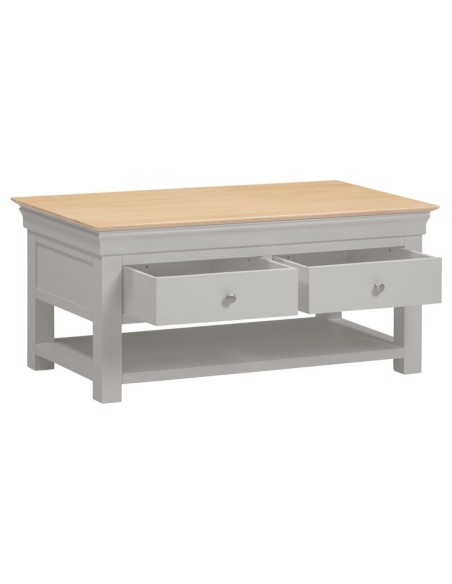 Bordeaux 2 Drawer Coffee Table - Pebble Grey/Oak