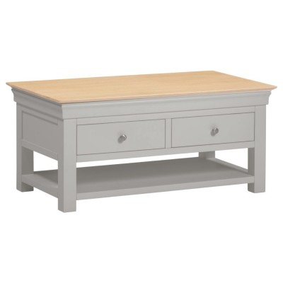 Bordeaux 2 Drawer Coffee Table - Pebble Grey/Oak