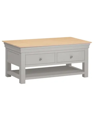 Bordeaux 2 Drawer Coffee Table - Pebble Grey/Oak