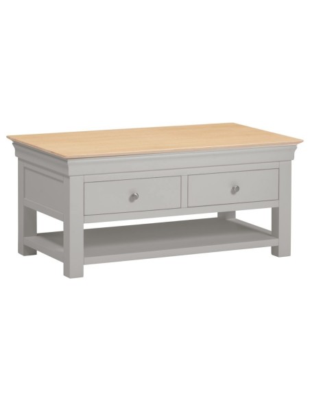 Bordeaux 2 Drawer Coffee Table - Pebble Grey/Oak
