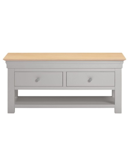 Bordeaux 2 Drawer Coffee Table - Pebble Grey/Oak