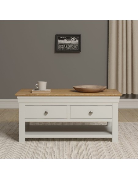Bordeaux 2 Drawer Coffee Table - Ivory/Oak