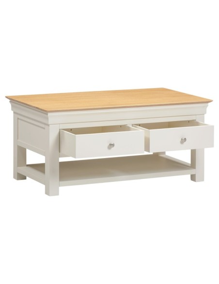 Bordeaux 2 Drawer Coffee Table - Ivory/Oak