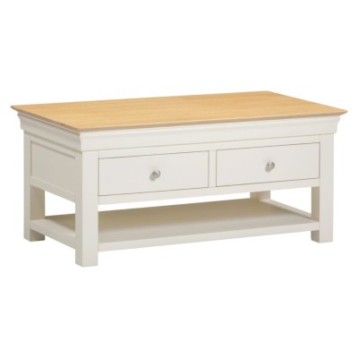 Bordeaux 2 Drawer Coffee Table - Ivory/Oak