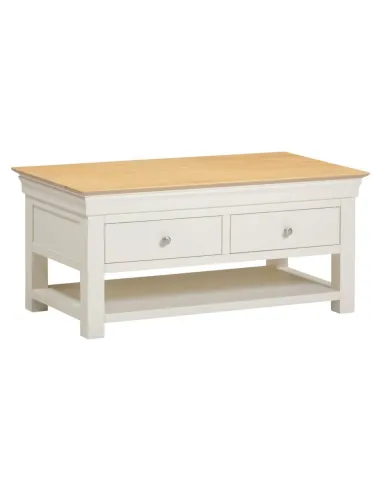 Bordeaux 2 Drawer Coffee Table - Ivory/Oak
