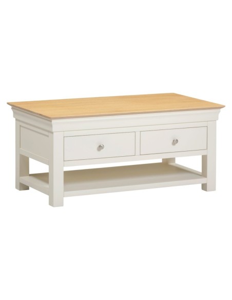 Bordeaux 2 Drawer Coffee Table - Ivory/Oak