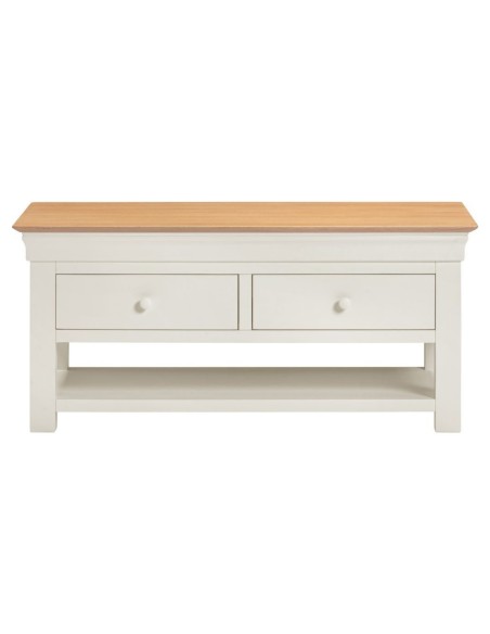 Bordeaux 2 Drawer Coffee Table - Ivory/Oak