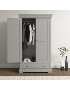 Bordeaux 2 Door Wardrobe - Pebble Grey