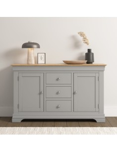 Bordeaux 2 Door 3 Drawer Sideboard - Pebble Grey/Oak