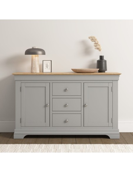 Bordeaux 2 Door 3 Drawer Sideboard - Pebble Grey/Oak