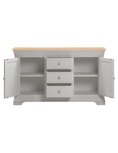 Bordeaux 2 Door 3 Drawer Sideboard - Pebble Grey/Oak 2
