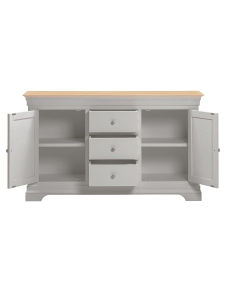 Bordeaux 2 Door 3 Drawer Sideboard - Pebble Grey/Oak
