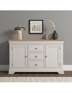 Bordeaux 2 Door 3 Drawer Sideboard - Ivory/Oak