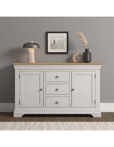 Bordeaux 2 Door 3 Drawer Sideboard - Ivory/Oak