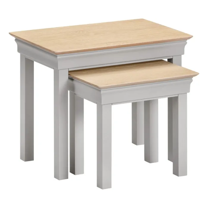 Bordeaux Nest Of 2 Tables - Pebble Grey/Oak