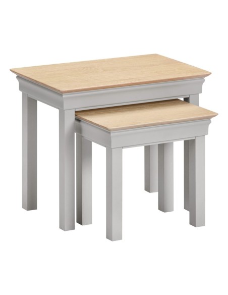 Bordeaux Nest Of 2 Tables - Pebble Grey/Oak