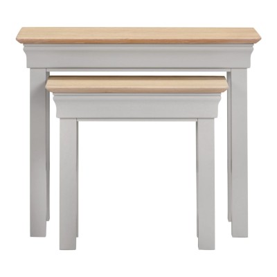 Bordeaux Nest Of 2 Tables - Pebble Grey/Oak