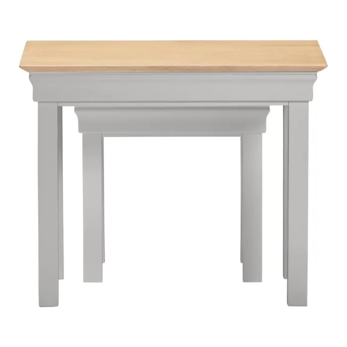 Bordeaux Nest Of 2 Tables - Pebble Grey/Oak
