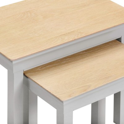 Bordeaux Nest Of 2 Tables - Pebble Grey/Oak