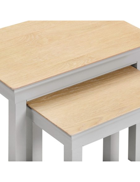 Bordeaux Nest Of 2 Tables - Pebble Grey/Oak