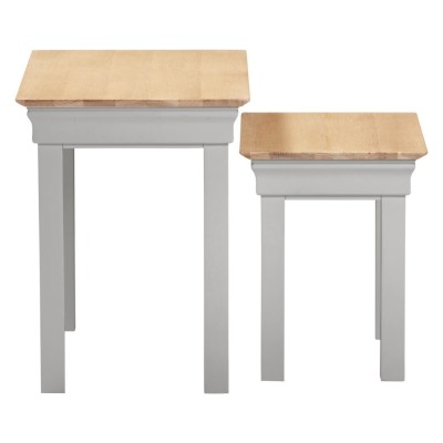 Bordeaux Nest Of 2 Tables - Pebble Grey/Oak