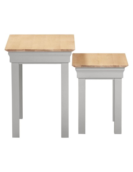 Bordeaux Nest Of 2 Tables - Pebble Grey/Oak
