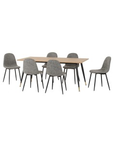 Hamilton & Athens Large Dining Set (X6 Chairs) - Medium Oak Effect/Grey PU 2