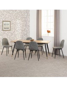 Hamilton & Athens Large Dining Set (X6 Chairs) - Medium Oak Effect/Grey PU