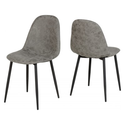 Hamilton & Athens Large Dining Set (X6 Chairs) - Medium Oak Effect/Grey PU