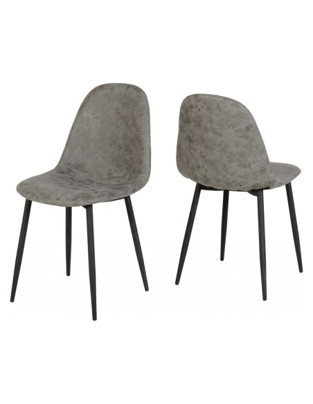 Hamilton & Athens Large Dining Set (X6 Chairs) - Medium Oak Effect/Grey PU