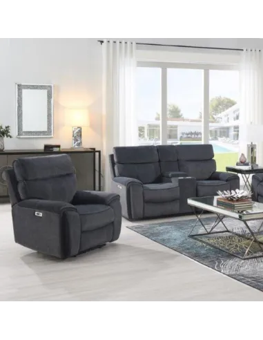 Avenue 2 Seater Electric Sofa with Console - Grey