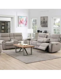 Avenue 2 Seater Electric Sofa with Console - Beige 2
