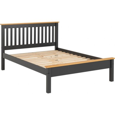 Monaco 4FT6 Low End Bed - Grey/Oak Effect
