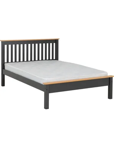 Monaco 4FT6 Low End Bed - Grey/Oak Effect