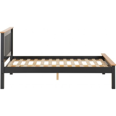 Monaco 4FT6 Low End Bed - Grey/Oak Effect