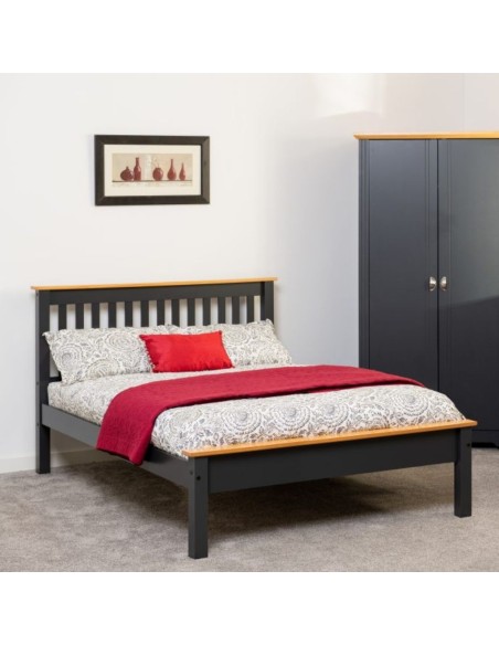 Monaco 4FT6 Low End Bed - Grey/Oak Effect